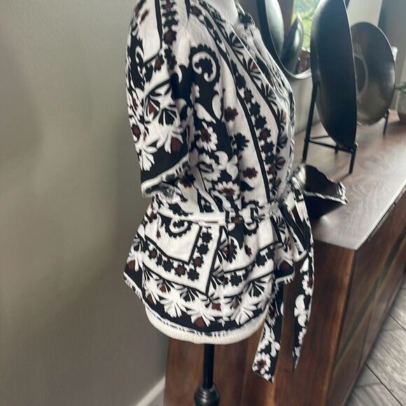 Ann Taylor Scarf Print Tie Waist Dolman Top - Picture 8 of 11